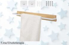 Transforma tu baño con el toallero de madera sin taladro: elegante, fácil de instalar y duradero ¡No te pierdas este ofertón antes que se agote!