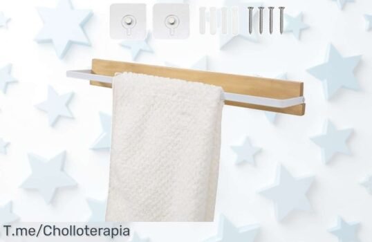 Transforma tu baño con el toallero de madera sin taladro: elegante, fácil de instalar y duradero ¡No te pierdas este ofertón antes que se agote!
