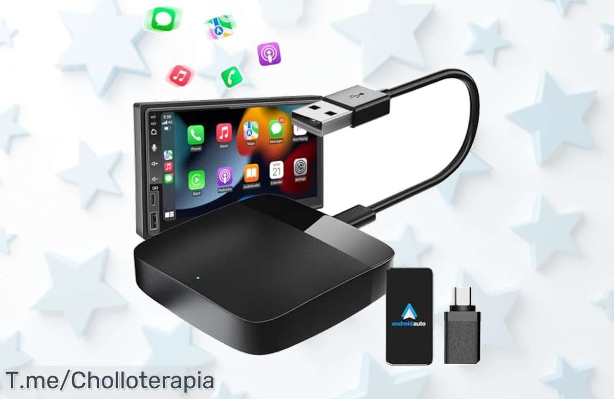 Transforma tu coche en uno moderno y sin cables con el adaptador inalámbrico ¡Aprovecha un descuento brutal del 75% solo hoy! No dejes pasar este super chollo.