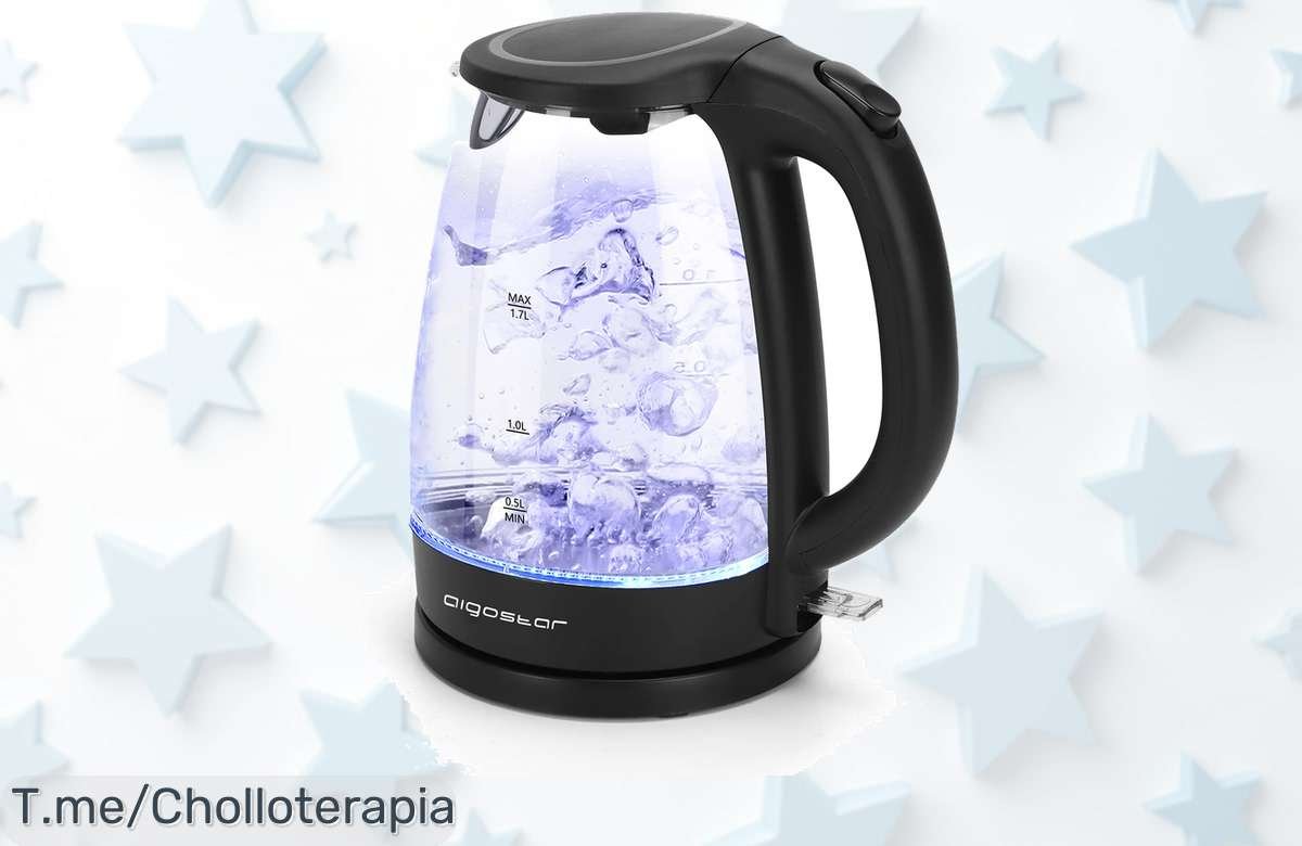 Transforma tu cocina con el hervidor AIGOSTAR, luces LED y 1.7 L de capacidad. Este ofertón te hará disfrutar bebidas calientes al instante, ¡no esperes más!