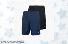 Transforma tu entrenamiento con los shorts Joma en colores marino y negro, disfruta de su transpirabilidad espectacular a un precio loco ¡Compra ya antes que se agoten!