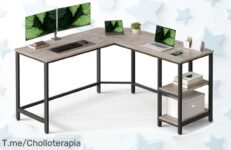 Transforma tu espacio con el increíble escritorio en L que organiza tu vida y soporta 4 monitores; ¡aprovecha este ofertón antes de que se agote, no esperes más!