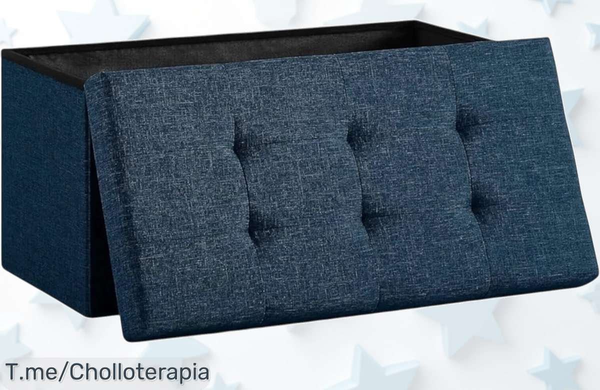Transforma tu espacio con este baúl de almacenaje plegable, soporta hasta 300 kg y sirve como asiento. ¡Aprovecha el ofertón antes que se agote!