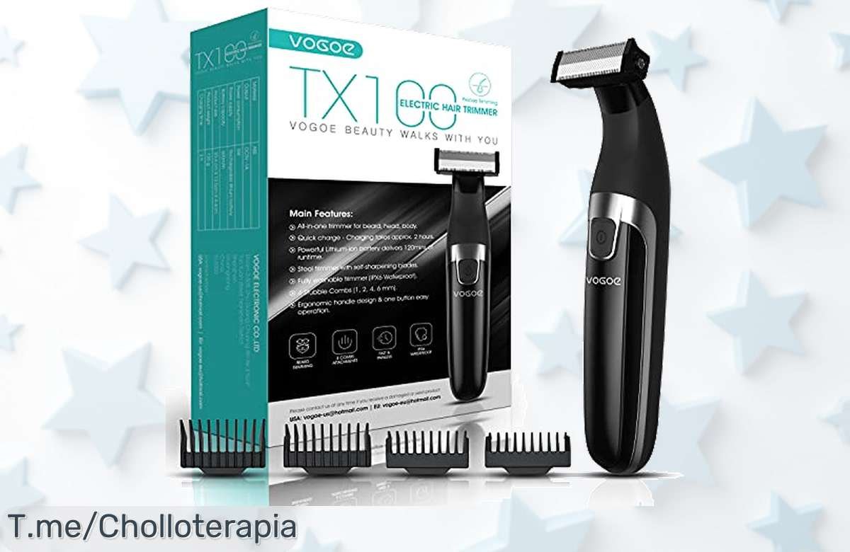Transforma tu estilo con la recortadora VOGOE, cuchillas avanzadas para un afeitado perfecto y 120 minutos de batería. ¡Aprovecha este ofertón antes de que se acabe!