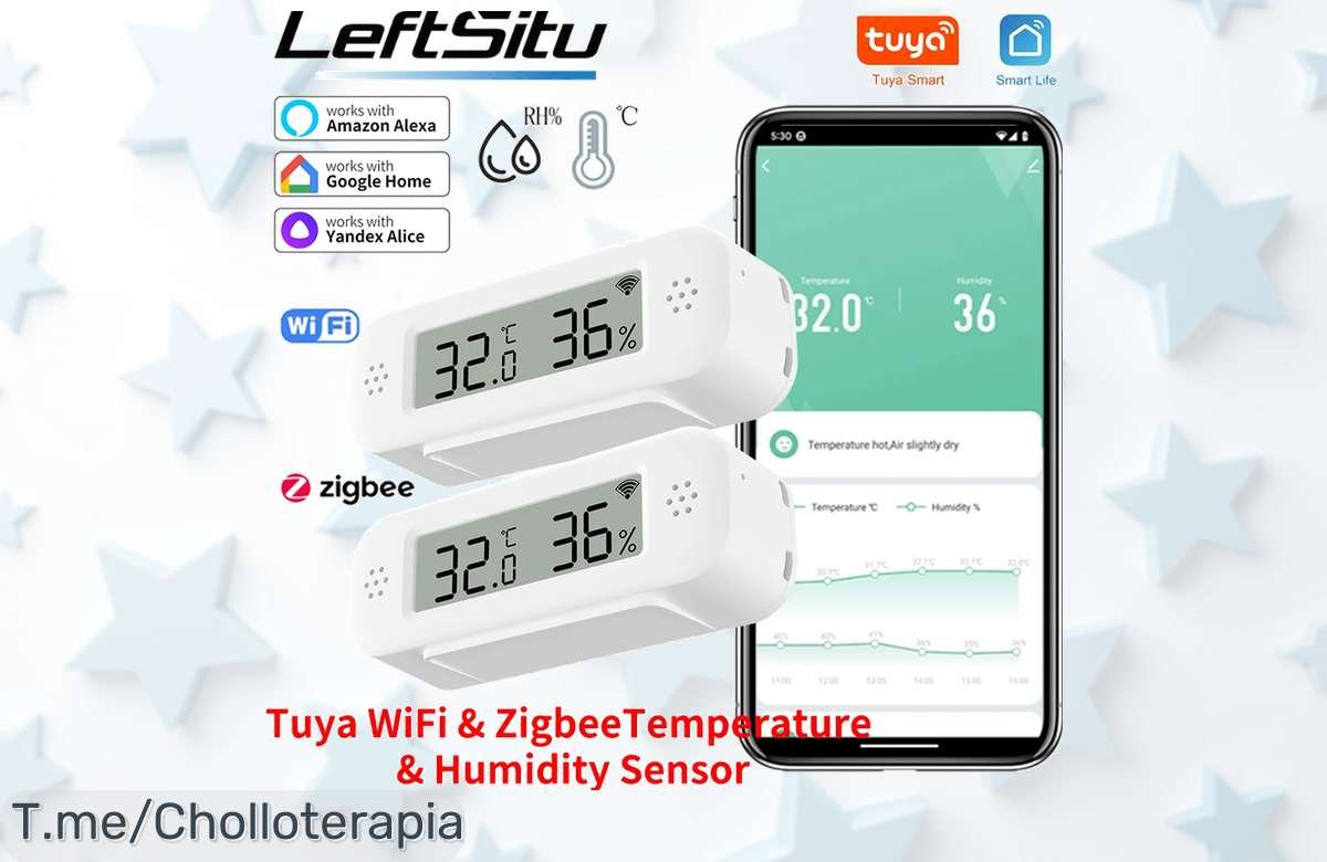 Transforma tu hogar con el termómetro y higrómetro inteligente que se conecta a Google Home y Alexa, ¡descuento brutal por tiempo limitado! No te quedes sin el tuyo.