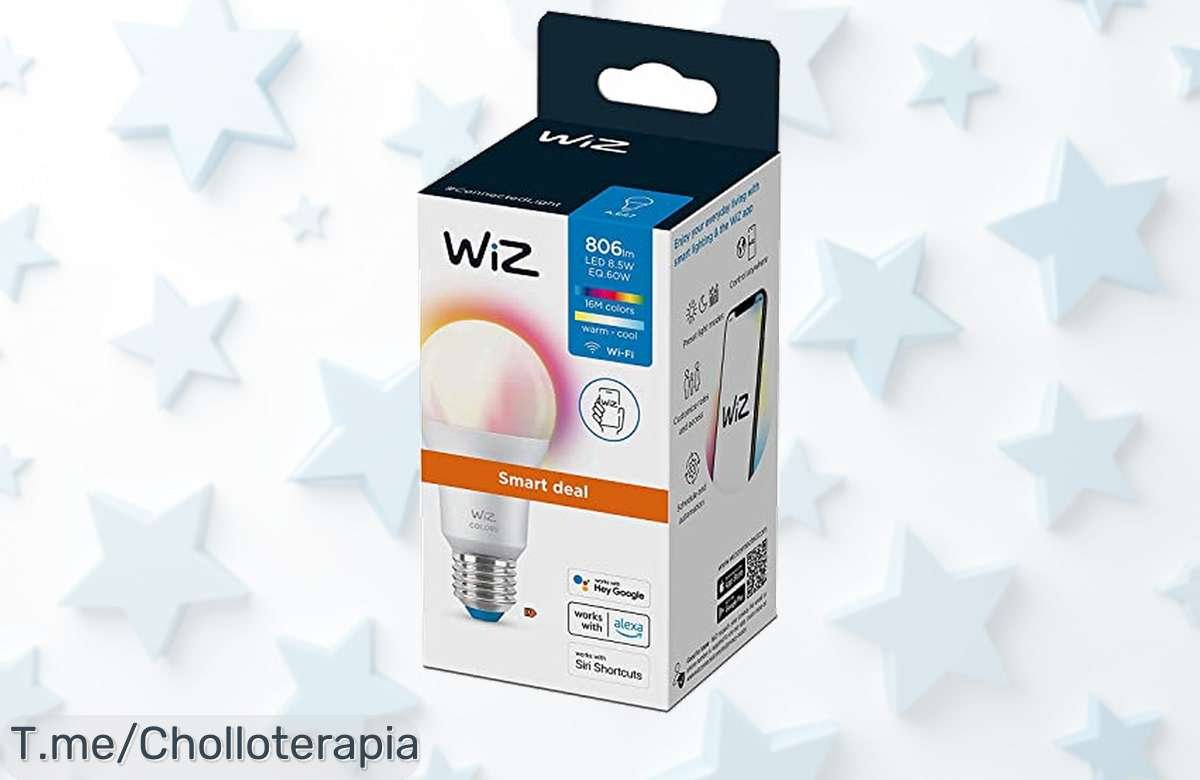 Transforma tu hogar con la bombilla LED WiZ: ¡millones de colores y control por voz! No te pierdas este super chollo, oferta limitada que no volverá. ¡Compra ya!