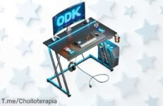 Transforma tu juego con la mesa gaming de tus sueños: luces LED sorprendentes y montaje rápido a un precio loco ¡Oferta limitada, no te quedes sin ella!