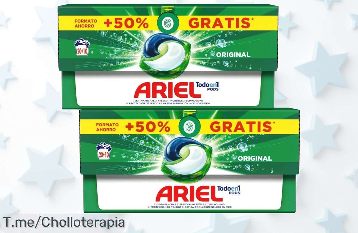 Transforma tu lavado con Ariel Todo en 1: ¡60 cápsulas para una limpieza impecable! No dejes pasar este ofertón, ¡compra ya y despídete de las manchas para siempre!