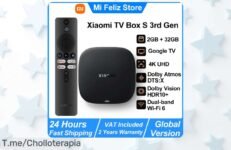 Transforma tu sala en un cine con la nueva Xiaomi TV Box S 3rd Gen, disfruta de 4K UHD y Dolby Vision a un precio loco ¡Compra ya antes que se agote esta oferta única!