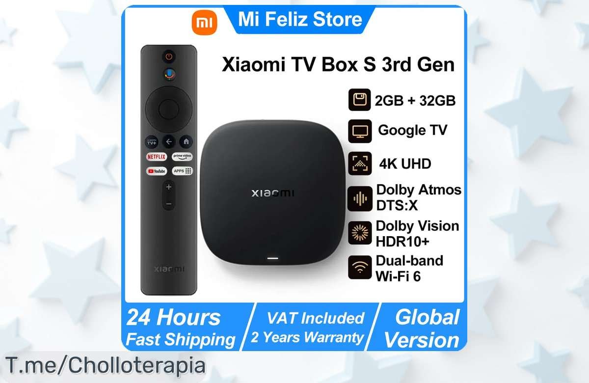 Transforma tu sala en un cine con la nueva Xiaomi TV Box S 3rd Gen, disfruta de 4K UHD y Dolby Vision a un precio loco. ¡Compra ya antes que se agote esta oferta única!