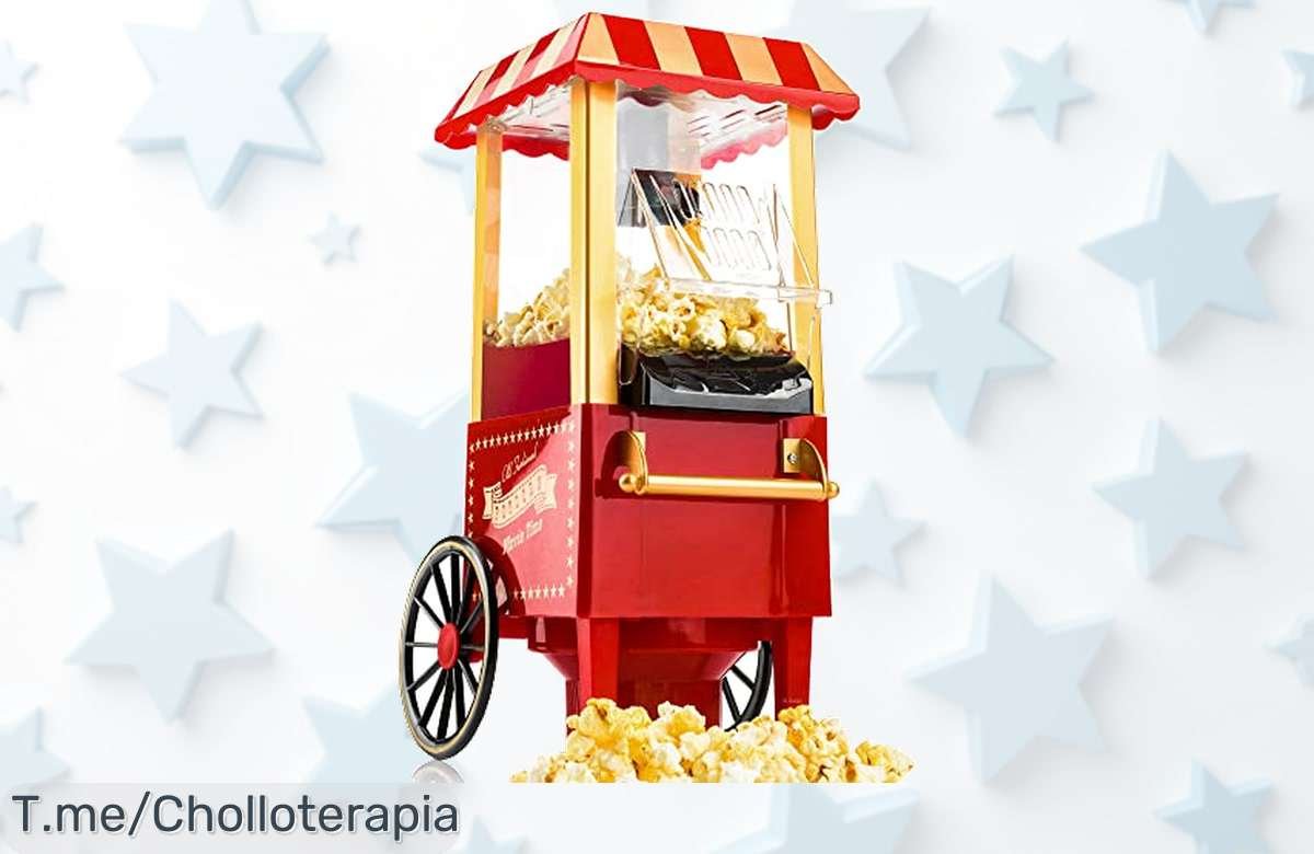 Transforma tus noches de cine con la máquina de palomitas lista en 3 minutos: ¡ofertón rojo retro, sin aceite y a un precio loco! Aprovéchala antes que se agote.