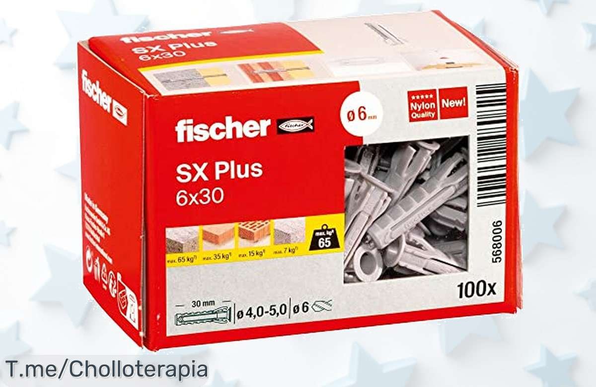 Transforma tus proyectos con Fischer SX Plus, 100 anclajes de nylon a un precio loco. ¡No dejes escapar este ofertón que vuela! Compra ahora antes que se acabe.