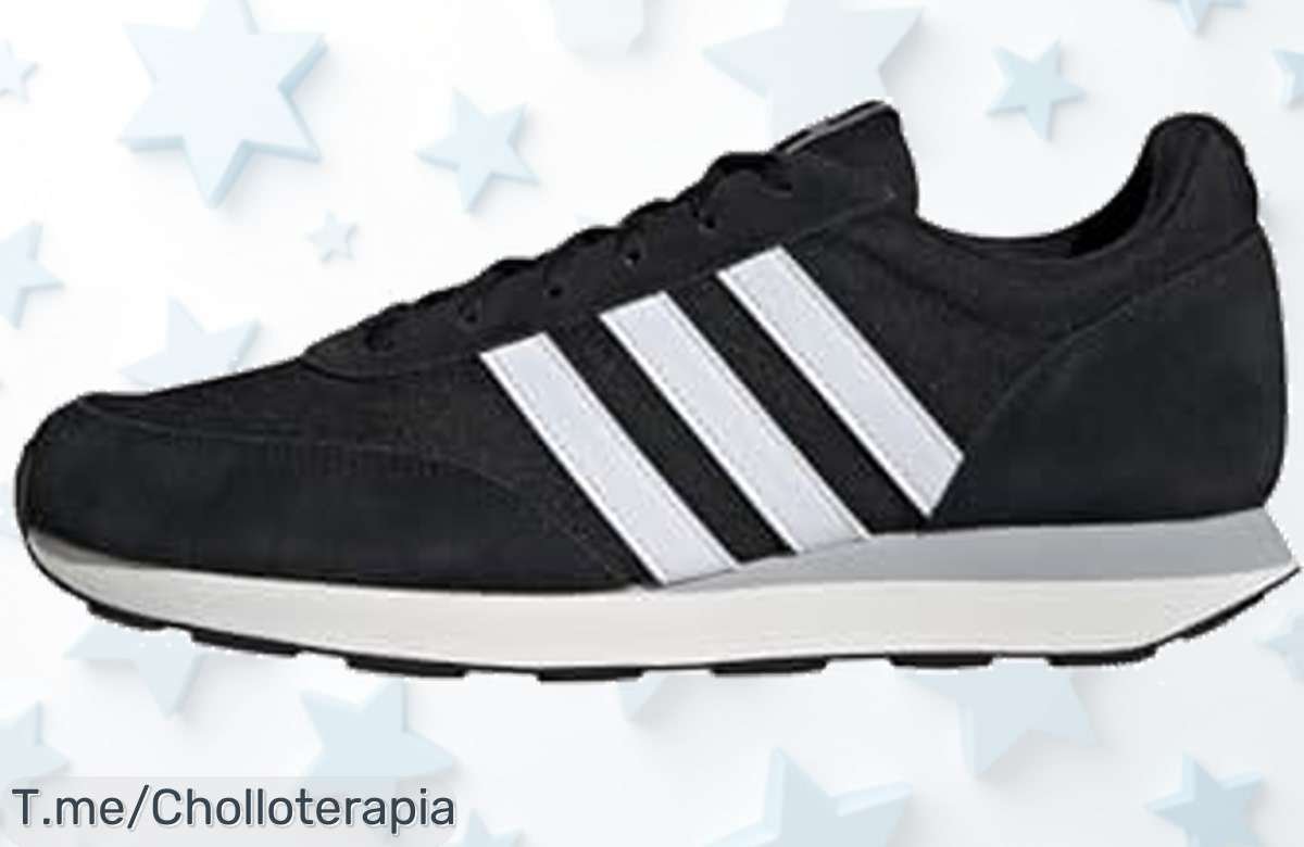 Adidas Run 60s negro clásico con sujeción segura y estilo retro en un ofertón nunca visto ¡Descuento brutal por tiempo limitado compra ya este super chollo!