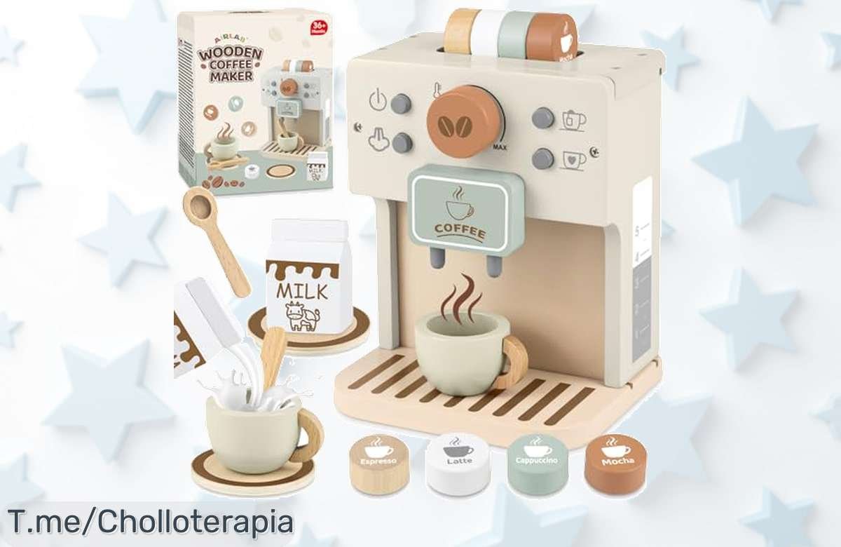 Airlab máquina de café de madera para niños con 12 piezas el super chollo que encanta y desarrolla imaginación aprovecha este ofertón y descuento brutal antes que se agote