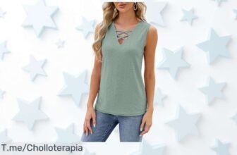 Atxnn camiseta sin mangas mujer con escote en V cruzado único precio de ganga oferta nunca vista descuento brutal corre que vuelan las unidades lleva tu super chollo ya