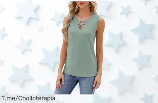 Atxnn camiseta sin mangas mujer con escote en V cruzado único precio de ganga oferta nunca vista descuento brutal corre que vuelan las unidades lleva tu super chollo ya