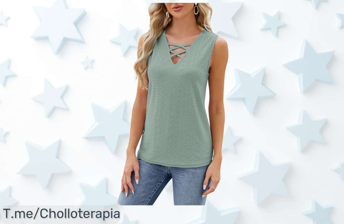 Atxnn camiseta sin mangas mujer con escote en V cruzado único precio de ganga oferta nunca vista descuento brutal corre que vuelan las unidades lleva tu super chollo ya