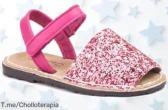 Avarcas menorquinas para niña con glitter y piel a precio loco un super chollo de verano que vuela rápido aprovecha este ofertón nunca visto ¡compra ya!