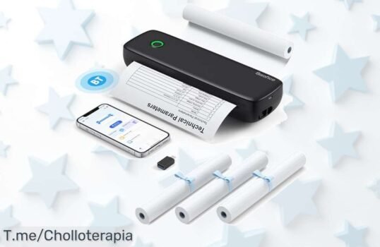 Bisofice impresora térmica portátil A4 inalámbrica sin tinta impresión rápida y sin complicaciones super chollo con descuento brutal consigue este ofertón precio de ganga hoy mismo
