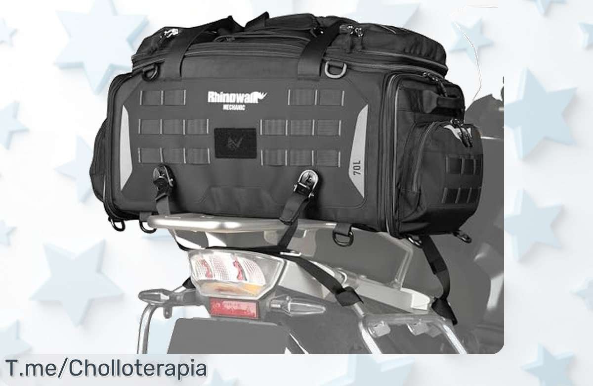 Bolsa trasera para moto 5070L expandible e impermeable con sistema MOLLE a precio de ganga nunca visto corre y aprovecha este super chollo limitado ya