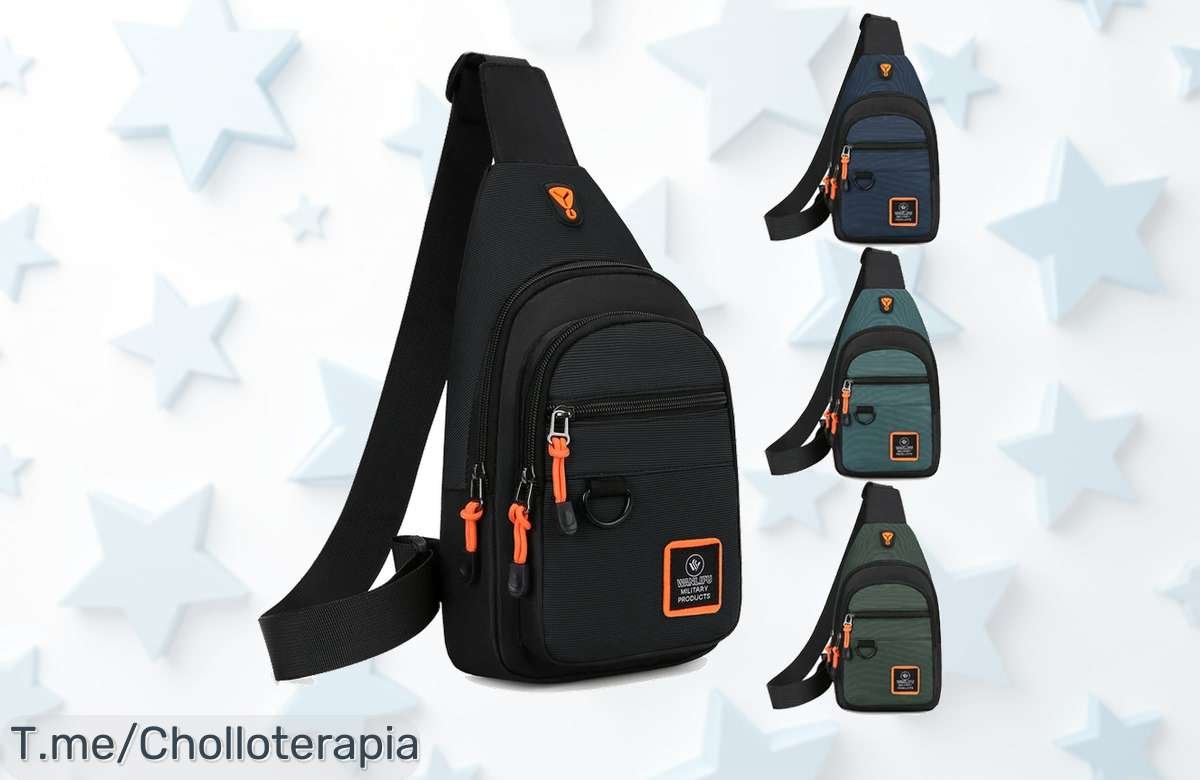 Bolso deportivo impermeable para hombre con diseño cruzado seguro y práctico aprovecha este super chollo con descuento brutal por tiempo limitado ¡hazlo tuyo ya!