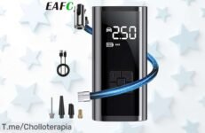 Bomba de aire inalámbrica con luz LED y 150PSI súper chollo para inflar rápido coche, moto o bici descuento brutal precio de ganga que no verás nunca más ¡corre!