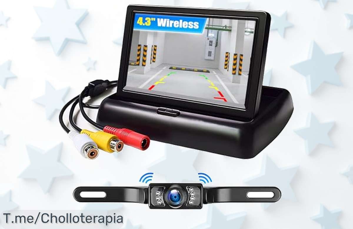 Camecho cámara inalámbrica para coche con visión nocturna y pantalla plegable oferta brutal precio de ganga que no tapa matrícula corre aprovecha este super chollo limitado