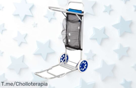 Carro playa Aktive con ruedas gigantes y plegable el super chollo que aguanta hasta 20 kg lleva todo fácil con descuento brutal oferta nunca vista corre ya antes que se agoten