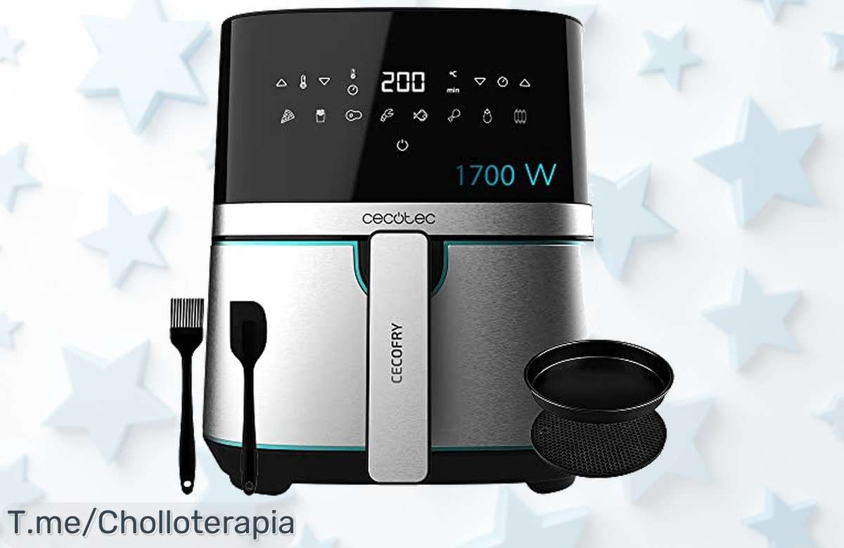 Cecotec Air Fryer 5,5L con 1700W y 8 modos táctiles para cocinar fácil disfruta de este precio loco nunca visto haz clic ya antes que se agote el ofertón