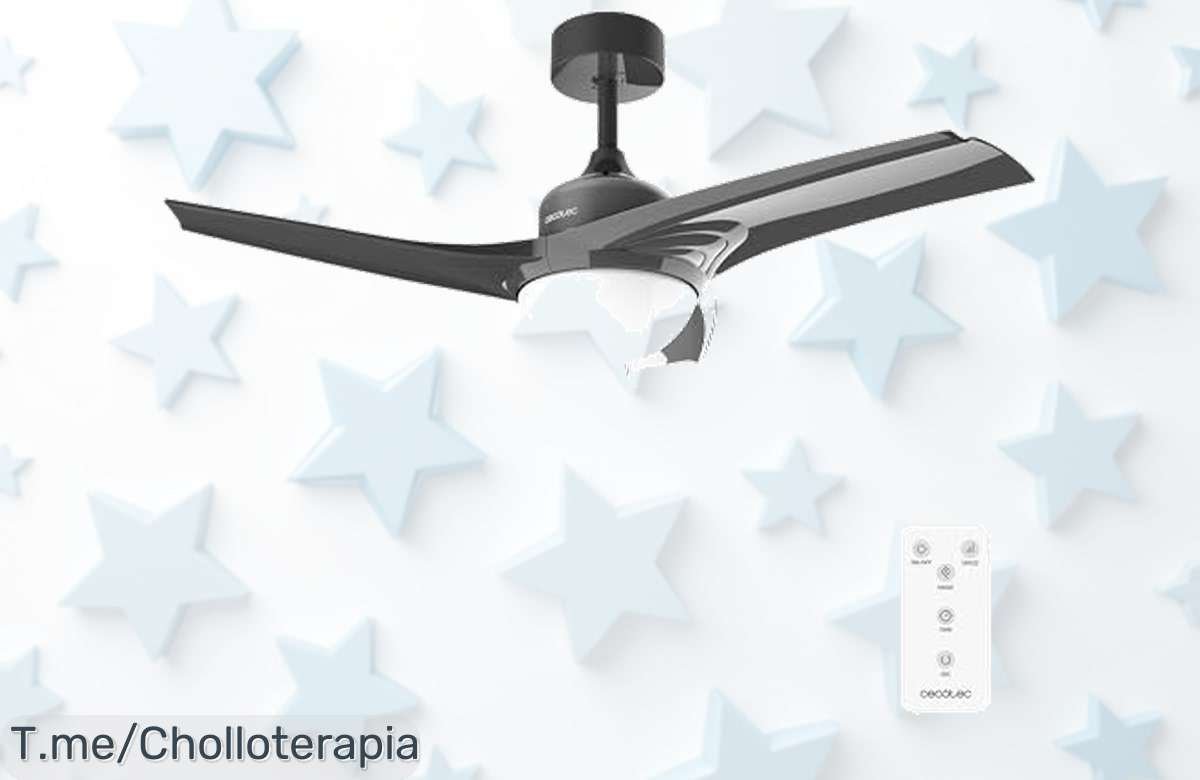 Cecotec ventilador de techo con mando y luz LED en un ofertón nunca visto disfruta de motor potente y temporizador para tu frescura ¡precio loco solo ahora, actúa ya!
