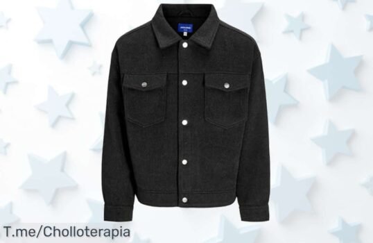 Chaqueta Jack & Jones negra estilo nórdico con calidad brutal y resistencia imbatible en un ofertón de precio loco que no volverás a ver Corre ya es tu super chollo