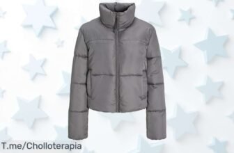 Chaqueta puffer Jack & Jones con cuello alto y mangas largas material súper resistente a precio loco descuento brutal nunca visto ¡aprovecha este ofertón limitado ya!