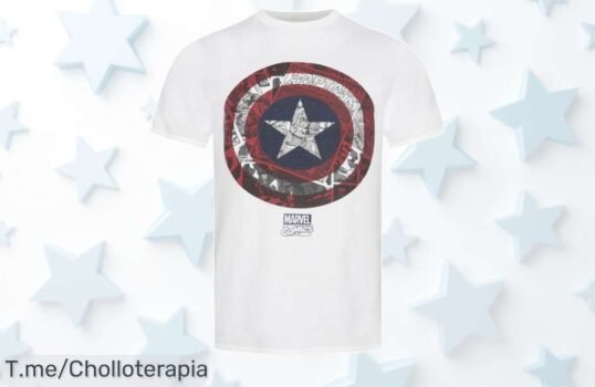 Consigue el escudo del Capitán América en camiseta Marvel con descuento brutal precio loco y estilo único oferta limitada ¡corre que este ofertón nunca visto vuela!
