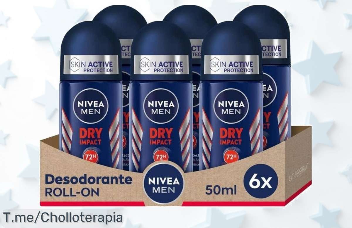 Consigue nivea men roll on dry impact pack 6 con control total del sudor todo el día disfruta de este super chollo y descuento brutal precio de ganga limitado actúa ya