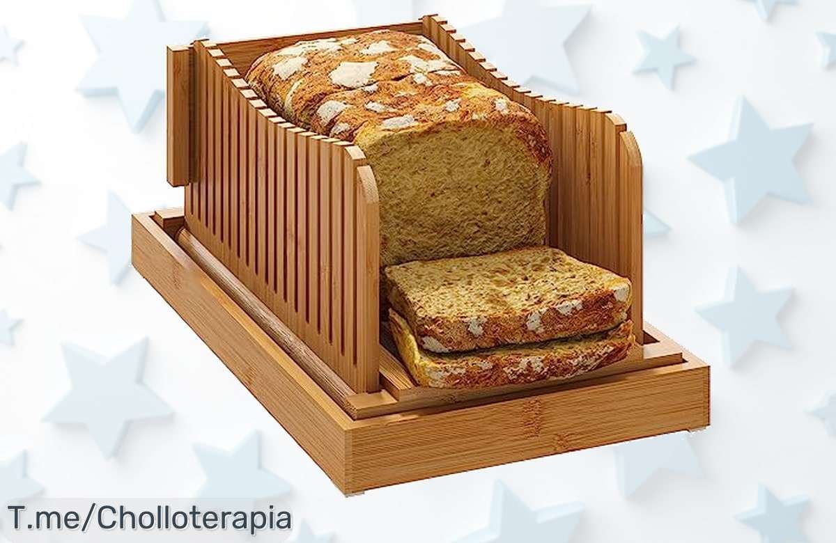 Cortador de pan de bambú resistente con guía ajustable para rebanadas perfectas aprovecha este ofertón y descuento brutal nunca visto ¡precio loco por tiempo limitado!