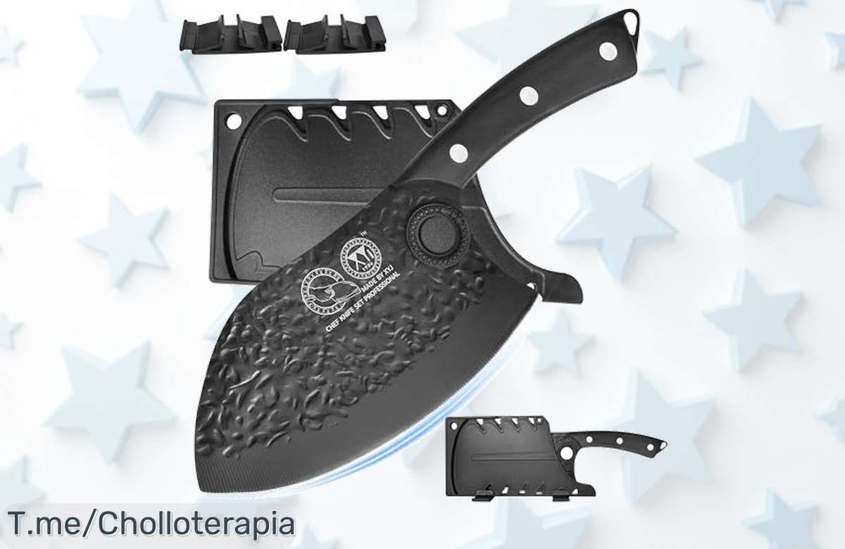 Cuchillo chef serbio ultra afilado con hoja martillada de acero carbono mango madera resistente funda incluida un ofertón única oportunidad corre y aprovecha este precio loco antes que acabe