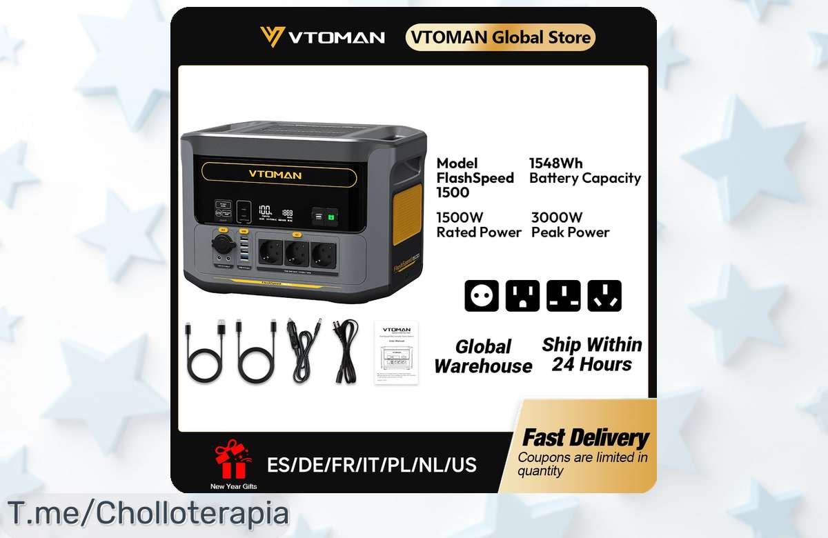 Descubre el VTOMAN FlashSpeed 1500, la energía portátil que necesitas para tus aventuras; ¡aprovecha este ofertón exclusivo y llévatelo a un precio de ganga antes de que se agote!