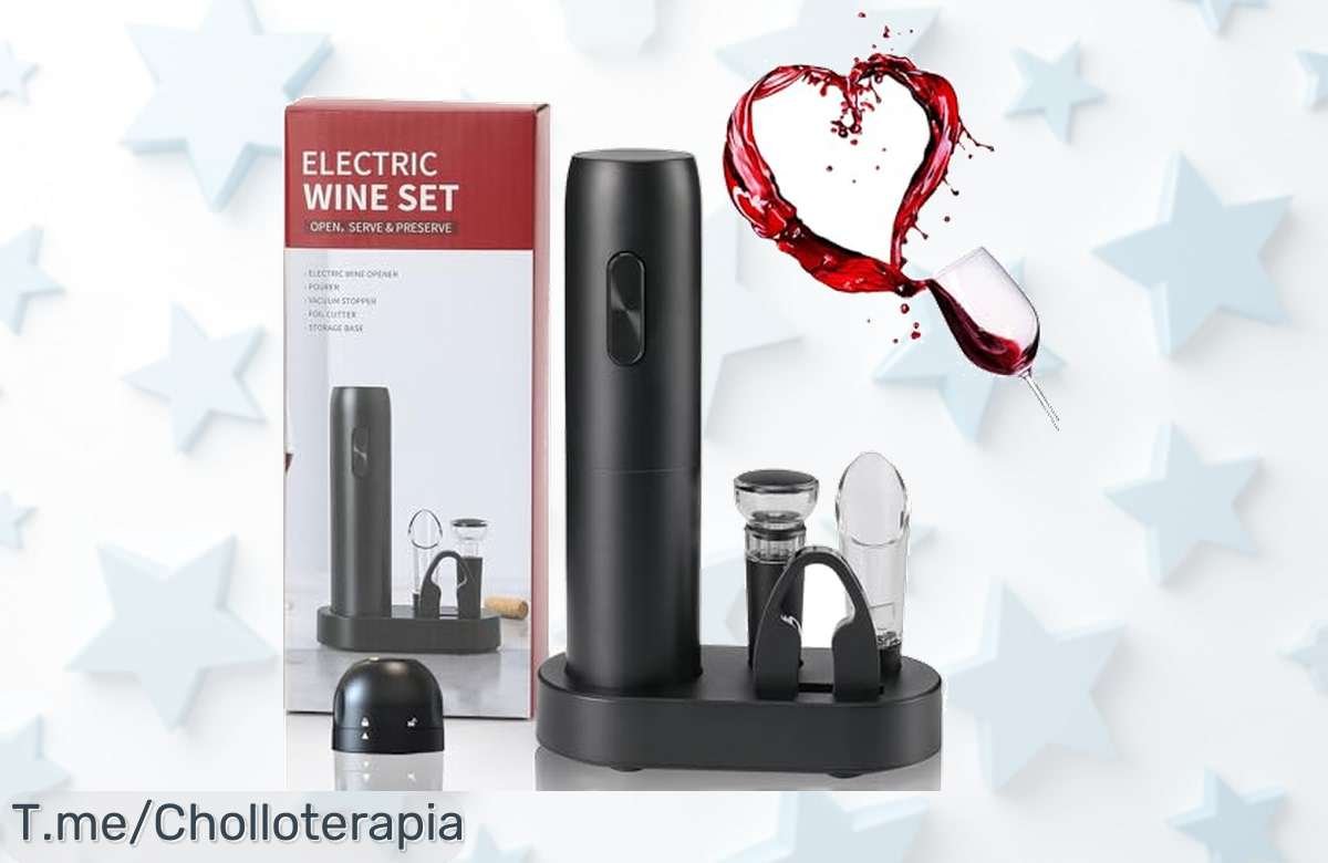 Descubre el abridor de vino eléctrico 6 en 1 a un precio locazo: abre botellas en solo 6 segundos y eleva tus brindis. ¡Hazlo tuyo antes que se agote!