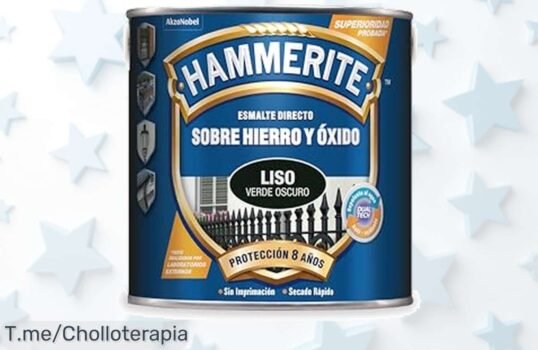 Descubre el esmalte brillo verde oscuro Hammerite con protección anticorrosión hasta 8 años y efecto anti óxido inmediato aprovecha este super chollo con descuento brutal por tiempo limitado compra ya
