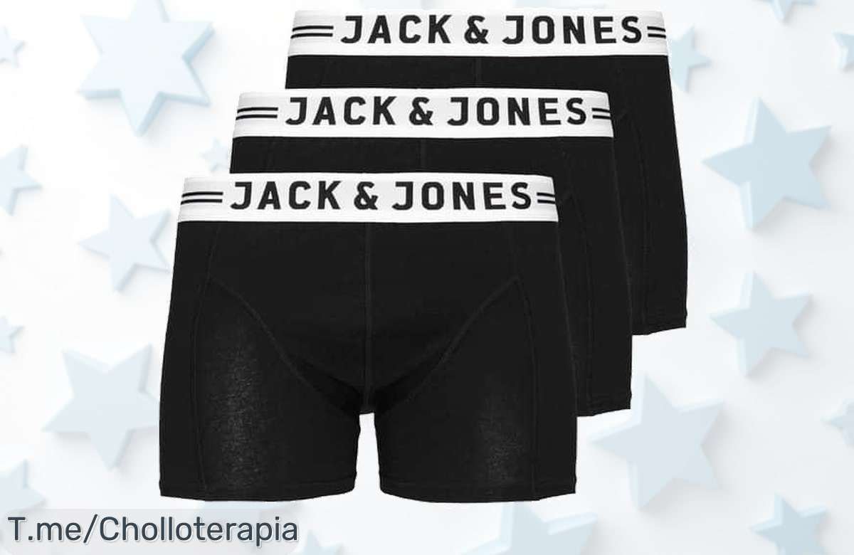 Descubre el pack jack & jones 3 boxers negros con algodón premium en un ofertón de precio loco descuento brutal que vuela aprovecha ya esta ganga nunca vista ¡corre!