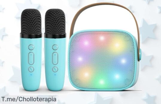 Descubre el super chollo de la máquina de karaoke que hará brillar tus fiestas ¡10 horas de diversión y 2 micrófonos incluidos! No te quedes sin la tuya, oferta limitada