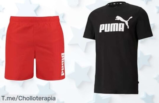Descubre el traje de baño Puma rojo XL con camiseta negra M y ajuste perfecto tela súper ligera a un precio loco oferta nunca vista aprovecha este ofertón ya antes que se acabe