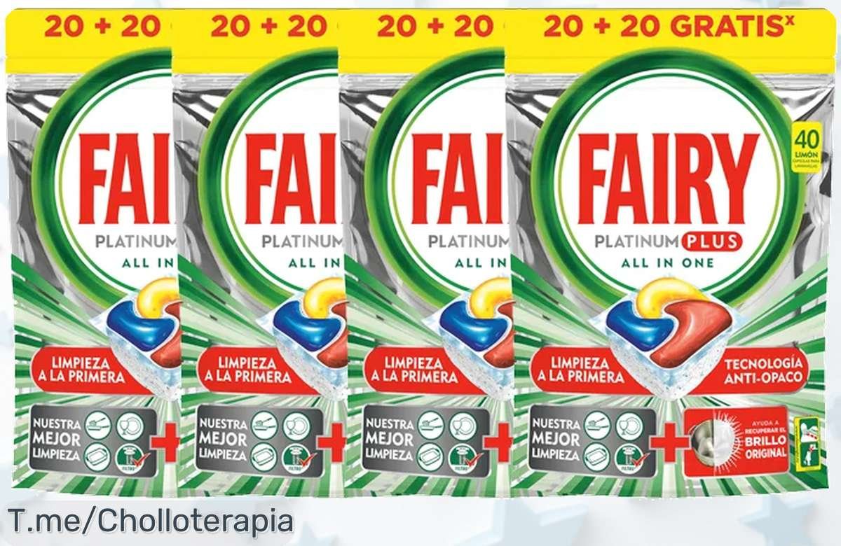 Descubre fairy platinum plus 160 cápsulas pack 2×1 limpieza brutal y brillo extra aroma limón un super chollo con descuento brutal nunca visto aprovecha este precio loco ya antes que acabe