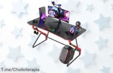 Descubre la mesa gaming CubiCubi súper estable con tablero de fibra carbonera y gancho para auris precio loco y descuento brutal oferta nunca vista corre antes que se acabe este super chollo