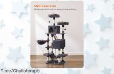 Descubre la torre para gatos Feandrea con 13 postes y cuevas que tu felino amará disfruta este precio de ganga único aprovecha ya el ofertón limitado