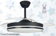 Descubre wonderlamp ventilador LED con aspas plegables y mando, triple luz regulable para un ambiente único precio loco y descuento brutal urgente compra ya este ofertón nunca visto
