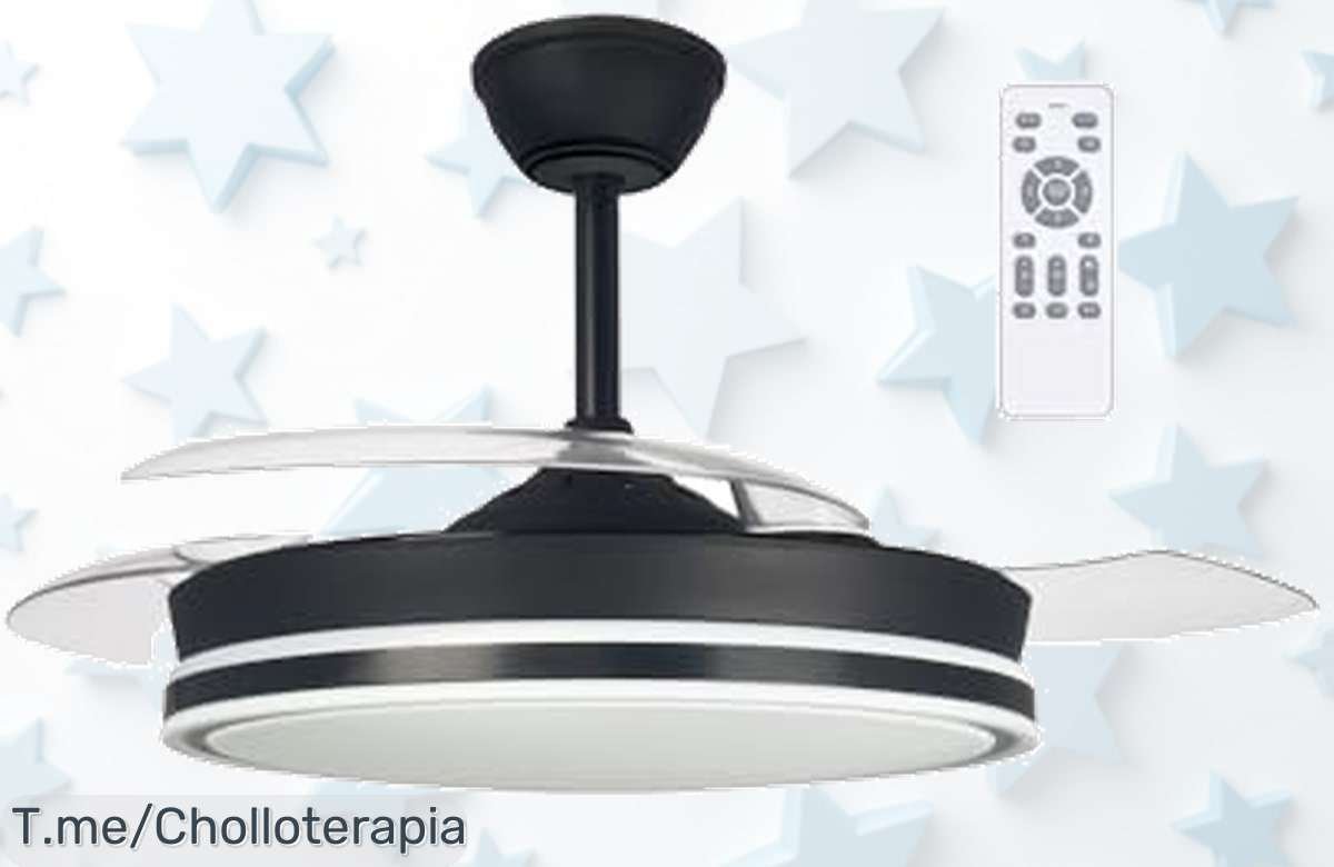 Descubre wonderlamp ventilador LED con aspas plegables y mando, triple luz regulable para un ambiente único precio loco y descuento brutal urgente compra ya este ofertón nunca visto