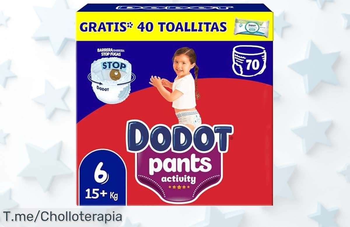 Dodot Activity Pants talla 6 con 70 pañales y 40 toallitas de regalo barrera antiescape única absorción ultra rápida ¡ofertón nunca visto y precio loco por tiempo limitado actúa ya!