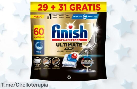 El limpiador Finish Powerball Ultimate Plus elimina restos quemados y da brillo diamante con un descuento brutal nunca visto compra ya este ofertón precio loco solo hoy