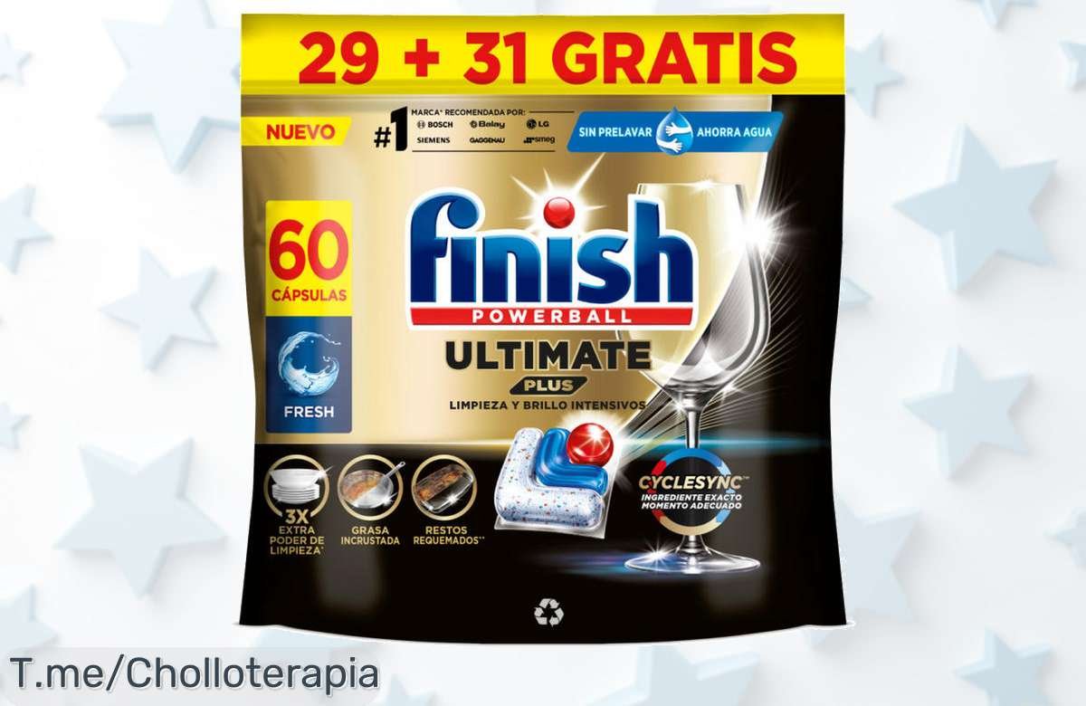 El limpiador Finish Powerball Ultimate Plus elimina restos quemados y da brillo diamante con un descuento brutal nunca visto compra ya este ofertón precio loco solo hoy